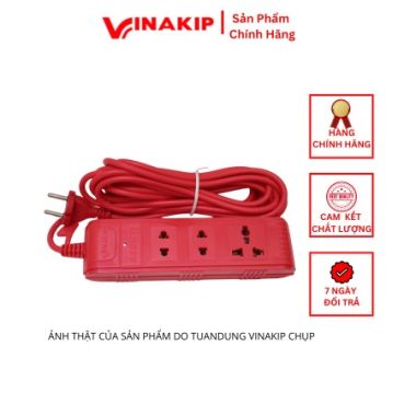 Ổ cắm lõi sứ chống cháy 4500w 3 ngả liền dây Vinakip 3m