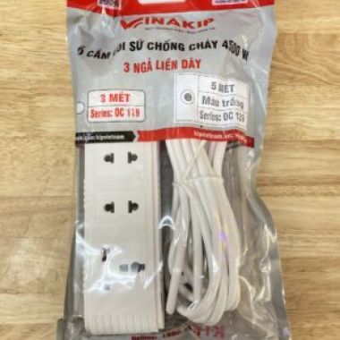 Ổ cắm lõi sứ chống cháy 4500w 3 ngả liền dây Vinakip 3m