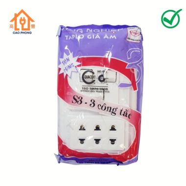 Ổ cắm điện bảng điện taplo giả âm S3 bảng 3 công tắc Conip