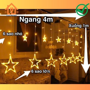 Đèn chớp led rèm hình ngôi sao vàng