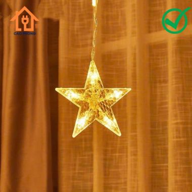 Đèn chớp led rèm hình ngôi sao vàng