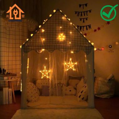 Đèn chớp led rèm hình ngôi sao vàng