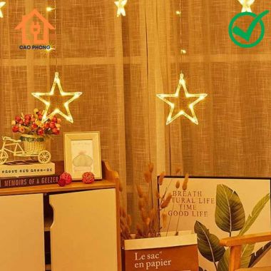 Đèn chớp led rèm hình ngôi sao vàng