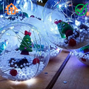 Dây đèn led thả rèm hình quả cầu tuyết Noel trang trí tuyệt đẹp lung linh sắc màu có nhiều chế độ