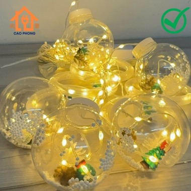 Dây đèn led thả rèm hình quả cầu tuyết Noel trang trí tuyệt đẹp lung linh sắc màu có nhiều chế độ