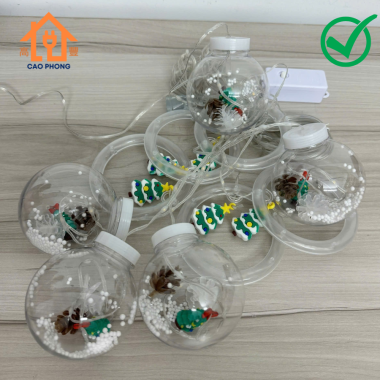 Dây đèn led thả rèm hình quả cầu tuyết Noel trang trí tuyệt đẹp lung linh sắc màu có nhiều chế độ