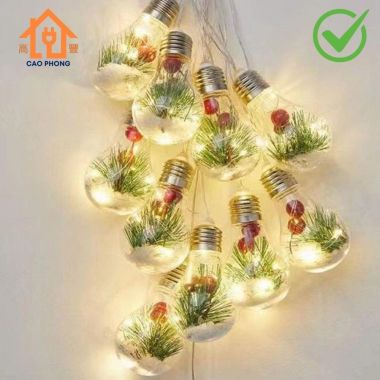 Dây đèn chớp bóng đèn thủy tinh trang trí Giáng Sinh
