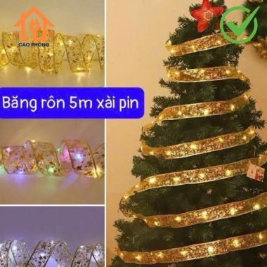 Băng rôn giáng sinh trang trí noel quấn cây thông