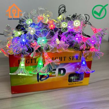 Dây đèn chớp led trang trí bông hoa tulip 5 cánh dài 10m