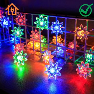 Dây đèn chớp led hoa cúc hoa sen đủ màu dây đen dài 10m có phích nối