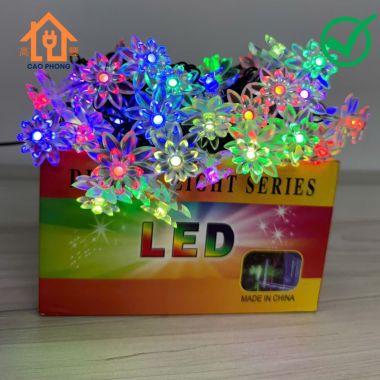 Dây đèn chớp led hoa cúc hoa sen đủ màu dây đen dài 10m có phích nối