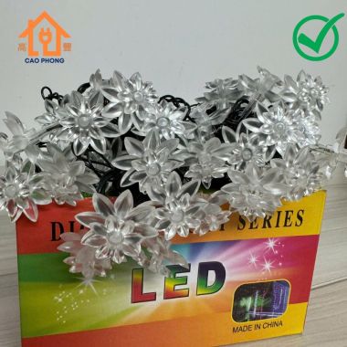 Dây đèn chớp led hoa cúc hoa sen đủ màu dây đen dài 10m có phích nối
