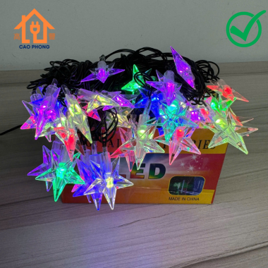 Dây đèn chớp led ngôi sao 5 cánh nhiều màu trang trí 10m