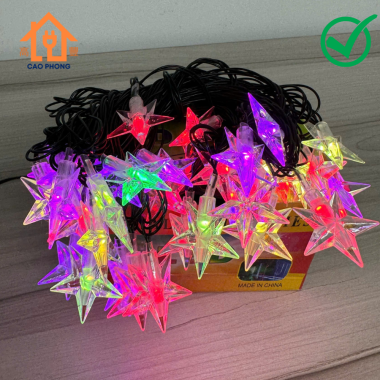 Dây đèn chớp led ngôi sao 5 cánh nhiều màu trang trí 10m