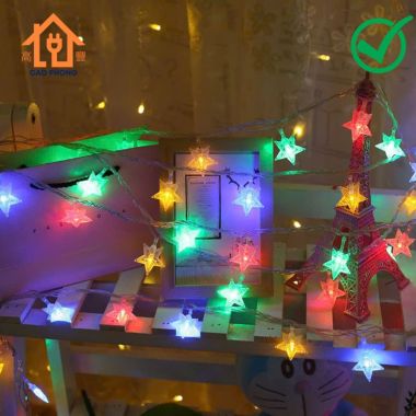 Dây đèn chớp led ngôi sao 5 cánh nhiều màu trang trí 10m
