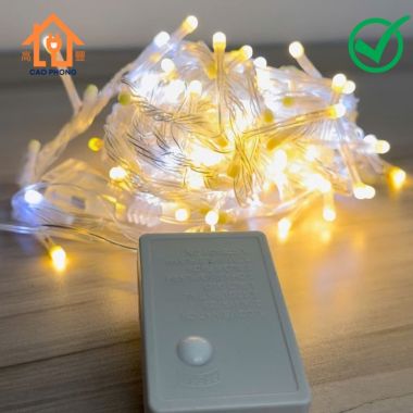 Dây đèn led chớp nháy dài 10m trang trí Noel Tết bóng đục lục giác