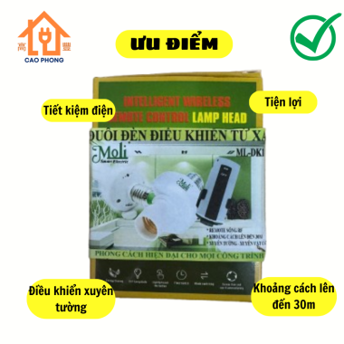Đuôi đèn điều khiển từ xa Moli có remote ML-DK1