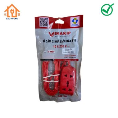 Ổ cắm 2 ngả liền dây đa năng OC16 VINAKIP S11 2m chịu tải 2500W
