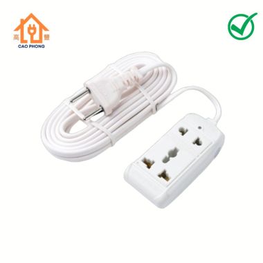 Ổ cắm 2 ngả liền dây đa năng OC16 VINAKIP S11 2m chịu tải 2500W