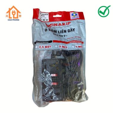 Ổ cắm liền dây 6 ngả 2 công tắc VINAKIP 3m