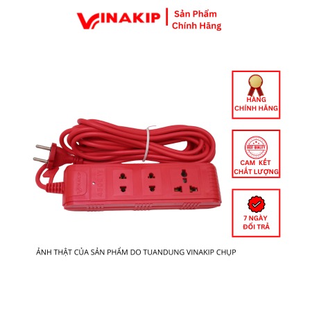 Ổ cắm lõi sứ chống cháy 4500w 3 ngả liền dây Vinakip 3m