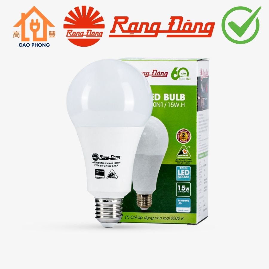 Bóng đèn LED Bulb tròn 15W Rạng Đông