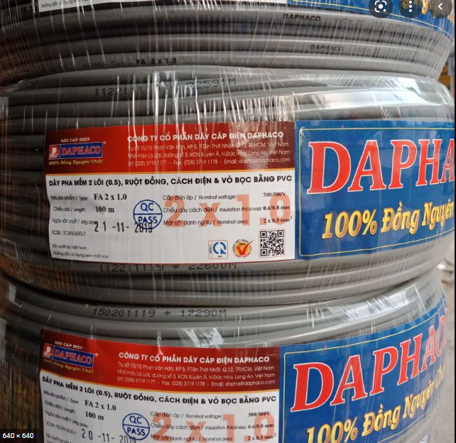 Dây Daphaco 2 lõi Fa 2x1.0