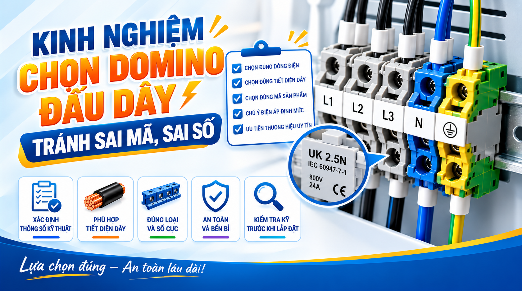 Hướng dẫn cách lựa chọn cầu đấu dây điện domino hiệu quả