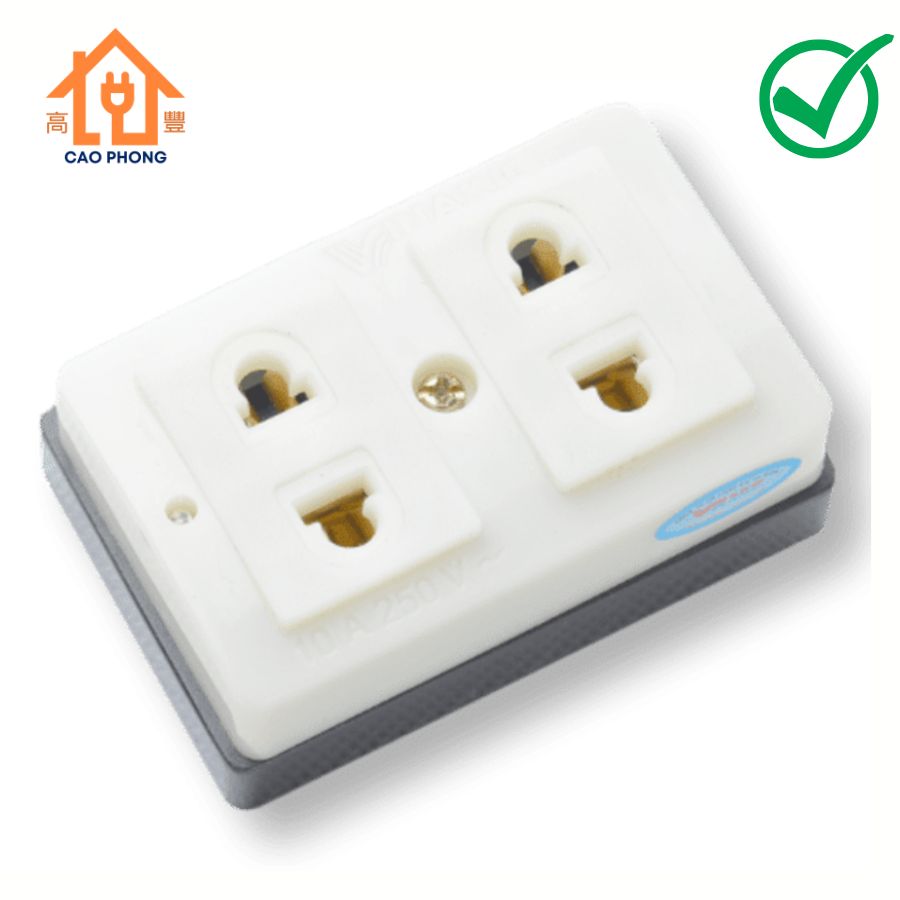 Ổ cắm 2 lỗ K2 10A 250V Vinakip
