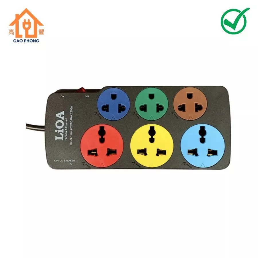 Ổ cắm điện LiOA 6 lỗ dài dây 3m 3D3SN