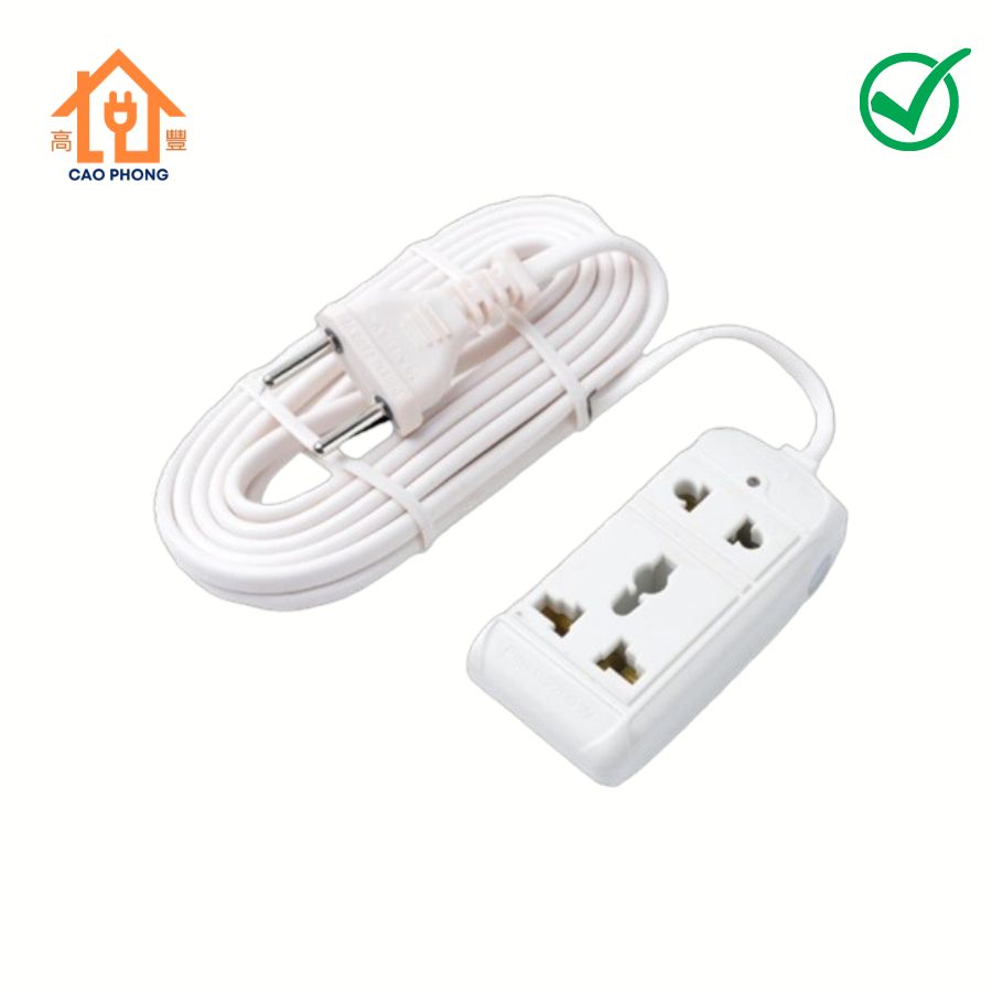 Ổ cắm 2 ngả liền dây đa năng OC16 VINAKIP S11 2m chịu tải 2500W